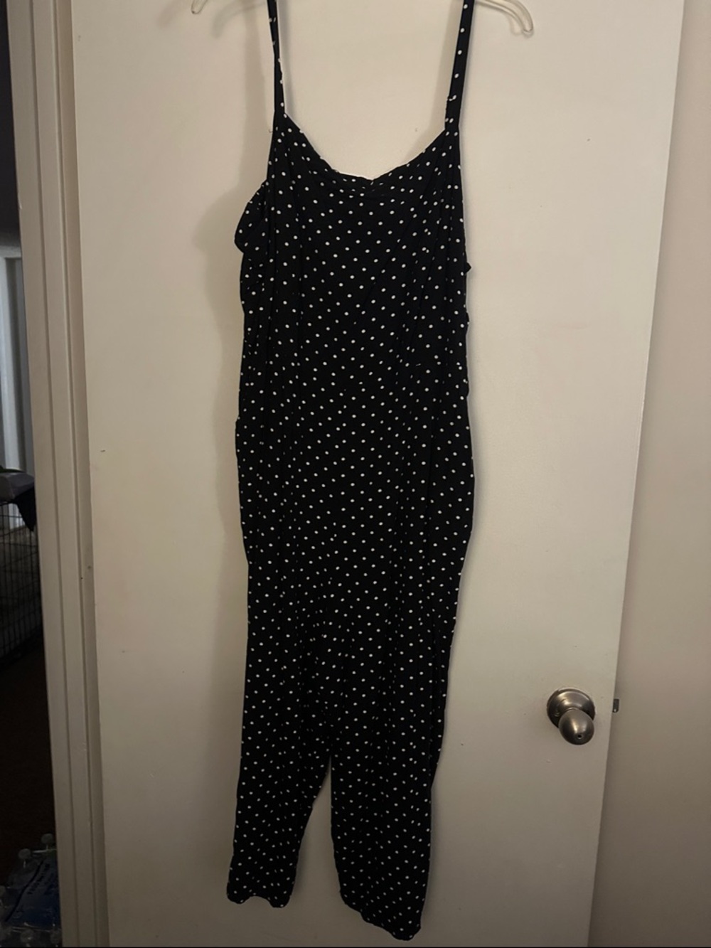 Old Navy Black and White Polka Dot Spaghetti Strap Jumpsuit